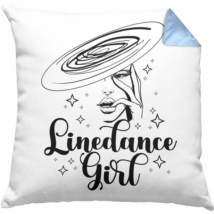 Linedance Geschenke Girl Kissen mit Füllung 40x40 Geschenkidee Spruch Line Dance Frauen Sprüche (Grau) Blau Trendation