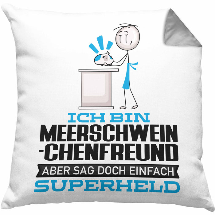 Meerschweinchenfreund Geschenk Kissen mit Füllung 40x40 Ich Bin Meerschweinchenfreund Aber Sag Doch Einfach Superheld Lustige Geschenkdiee für Meerschweinchenfreund (Grau) Grau Trendation