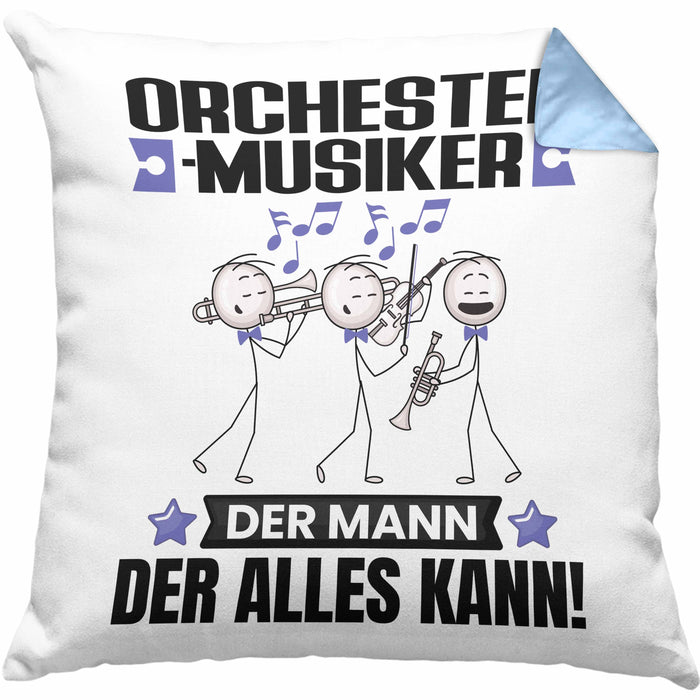 Orchestermusiker Kissen mit Füllung 40x40 Geschenk für Orchestermusiker Der Mann Der Alles Kann Geschenkidee zum Geburtstag (Grau) Blau Trendation