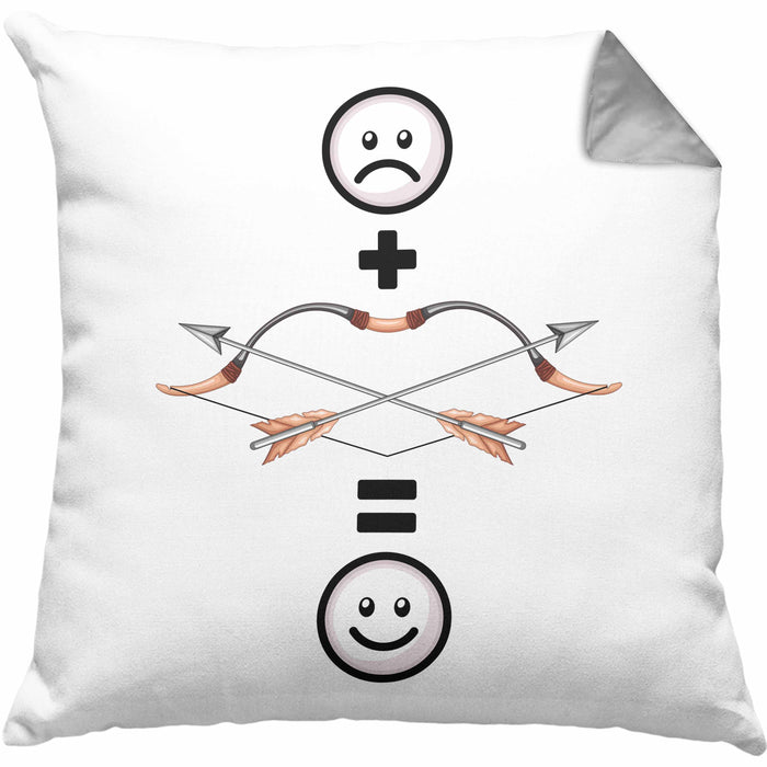 Pfeil und Bogen Kissen mit Füllung 40x40 Geschenk für Bogenschütze :( + Pfeil & Bogen = :) Lustige Geschenkidee Geburtstag (Grau) Grau Trendation