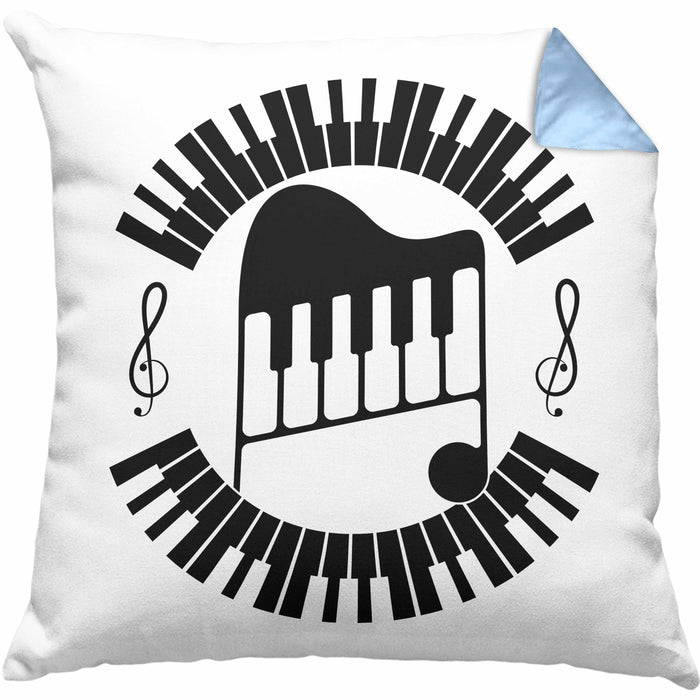 Piano-Spieler Kissen mit Füllung 40x40 Geschenk Klavier Geschenkidee Flügel Musiker Klavier Klavier-Spieler (Grau) Blau Trendation