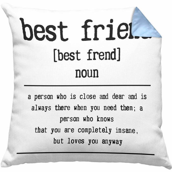 Bester Freund Beste Freundin Geschenk Kissen mit Füllung 40x40 Definition Lustiger Spruch BFF Beste Friends Häferl (Grau) Blau Trendation