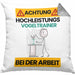 Vogeltrainer Kissen mit Füllung 40x40 Geschenk Lustiger Spruch Geschenkidee für Vogeltrainer Achtung Hochleistungs Vogeltrainer Bei Der Arbeit (Grau) Grau Trendation