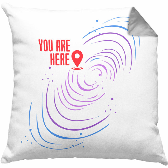 Lustige Galaxie-Kissen mit Füllung 40x40 Spruch "You Are Here" Geschenk für Weltraumliebhaber (Grau) Grau Trendation