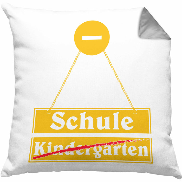 Einschulung Kissen mit Füllung 40x40 Geschenk für Jungs Jungen 1. Schultag Grundschule (Grau) Grau Trendation