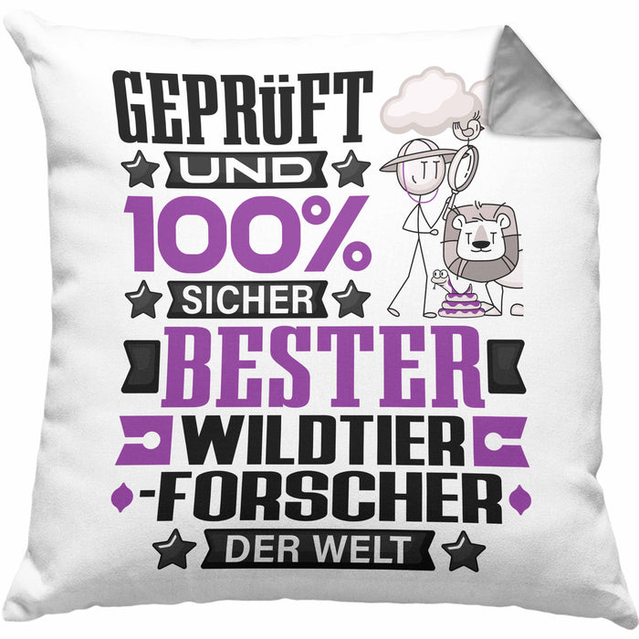 Wildtierforscher Geschenk Lustiger Spruch für Wildtierforscher Geschenkidee Bester Wildtierforscher Der WeltKissen mit Füllung 40x40 (Grau) Grau Trendation