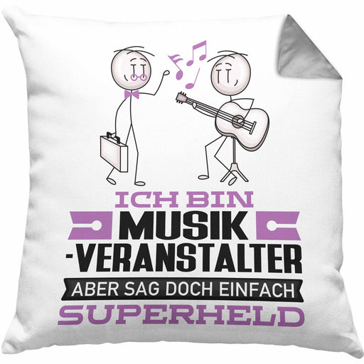 Musikveranstalter Geschenk Kissen mit Füllung 40x40 Ich Bin Musikveranstalter Aber Sag Doch Einfach Superheld Lustige Geschenkdiee für Musikveranstalter (Grau) Grau Trendation