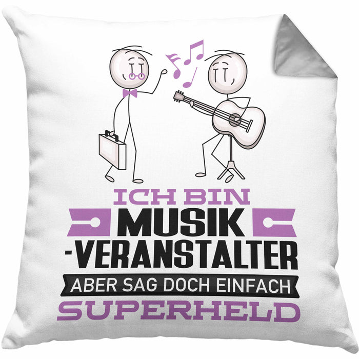 Musikveranstalter Geschenk Kissen mit Füllung 40x40 Ich Bin Musikveranstalter Aber Sag Doch Einfach Superheld Lustige Geschenkdiee für Musikveranstalter (Grau) Grau Trendation