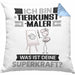 Tierkunst-Maler Kissen mit Füllung 40x40 Geschenk für Tierkunst-Maler Geburtstag Lustiger Spruch Was Ist Deine Superkraft (Grau) Blau Trendation