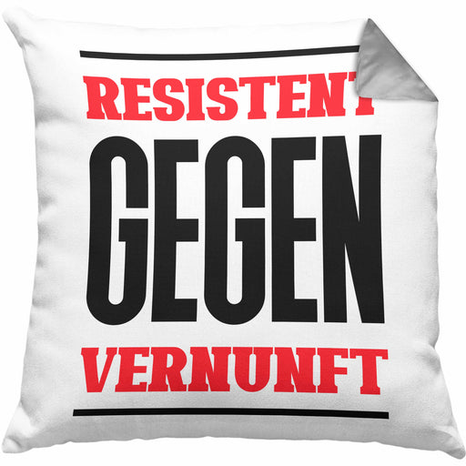 System Kissen mit Füllung 40x40 Geschenk Spruch Lustig Resistent Gegen Vernupft Geschenkidee Geburtstag (Grau) Grau Trendation
