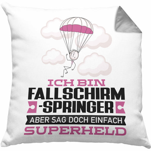 Fallschirmspringer Geschenk Kissen mit Füllung 40x40 Ich Bin Fallschirmspringer Aber Sag Doch Einfach Superheld Lustige Geschenkdiee für Fallschirmspringer (Grau) Grau Trendation