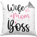 Wife Mom Boss Kissen mit Füllung 40x40 Geschenk Mutter Mama zum Muttertag Muttertagsgeschenk (Grau) Grau Trendation