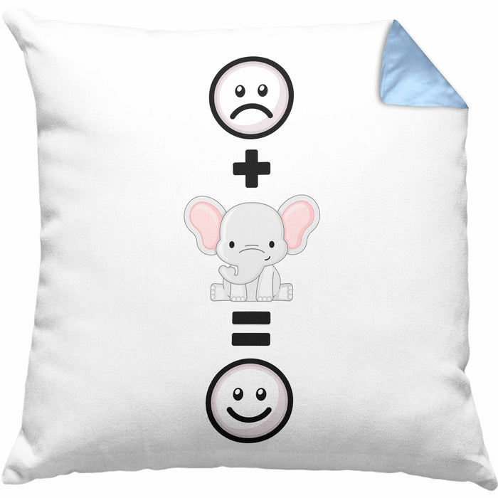 Elefanten Kissen mit Füllung 40x40 Geschenk für Elephanten Liebhaber :( + Elefanten = :) Lustige Geschenkidee Geburtstag (Grau) Blau Trendation