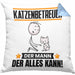Katzenbetreuer Kissen mit Füllung 40x40 Geschenk für Katzenbetreuer Der Mann Der Alles Kann Geschenkidee zum Geburtstag (Grau) Blau Trendation