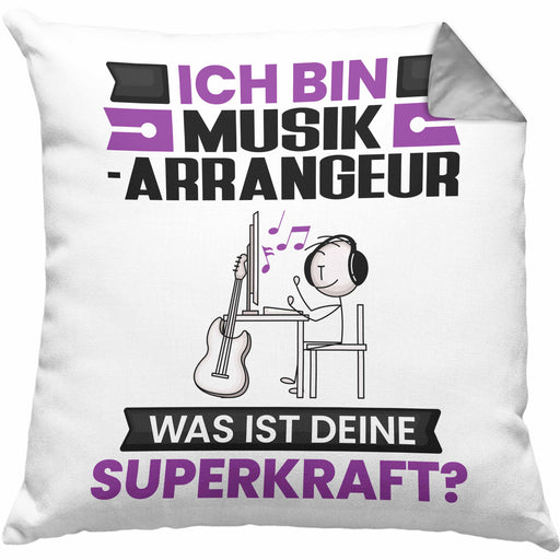 Musikarrangeur Kissen mit Füllung 40x40 Geschenk für Musikarrangeur Geburtstag Lustiger Spruch Was Ist Deine Superkraft (Grau) Grau Trendation