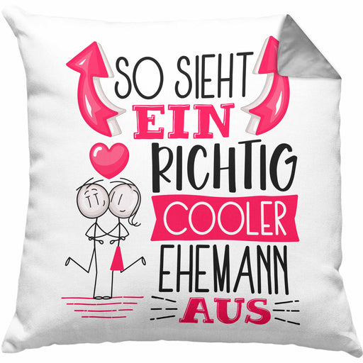 Ehemann Kissen mit Füllung 40x40 Geschenk So Sieht Ein RIchtig Cooler Ehemann Aus Geschenkidee Lustiger Spruch Geburtstag (Grau) Grau Trendation
