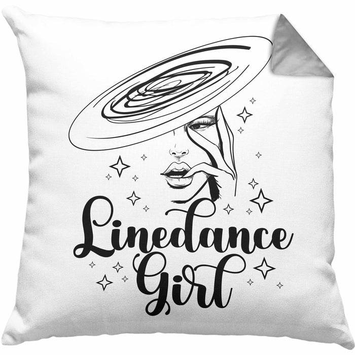 Linedance Geschenke Girl Kissen mit Füllung 40x40 Geschenkidee Spruch Line Dance Frauen Sprüche (Grau) Grau Trendation
