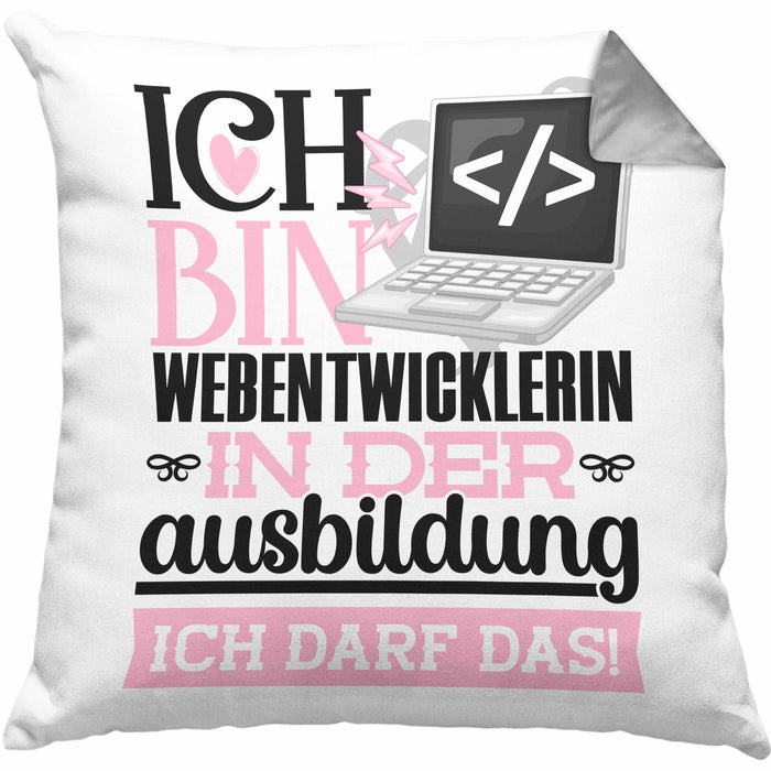 Webentwicklerin Ausbildung Start Geschenk Kissen mit Füllung 40x40 Ich Bin Webentwicklerin In Der Ausbildung Ich Darf Das Geschenkidee (Grau) Grau Trendation