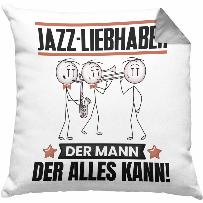 Jazz-Liebhaber Kissen mit Füllung 40x40 Geschenk für Jazz-Liebhaber Der Mann Der Alles Kann Geschenkidee zum Geburtstag (Grau) Grau Trendation