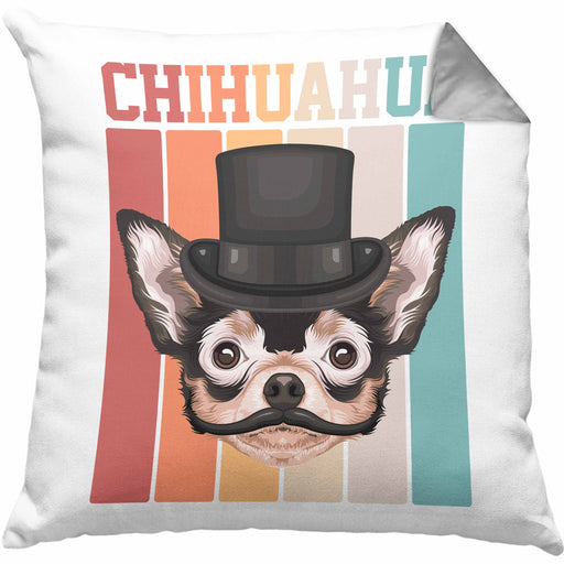 Chihuahua Besitzer Kissen mit Füllung 40x40 Geschenk Lustiger Spruch Geschenkidee Retro Vinatge Chihuahua (Grau) Grau Trendation