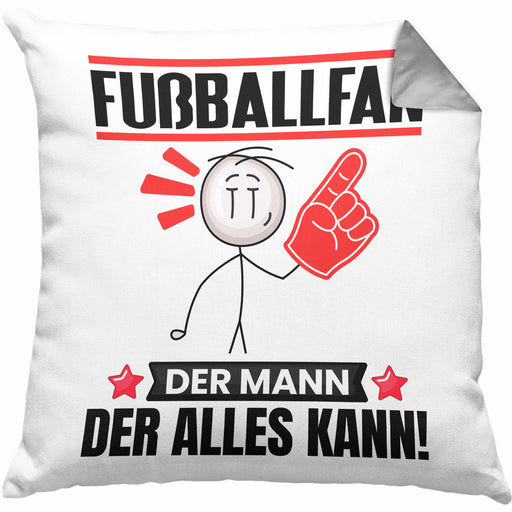 Fußballfan Kissen mit Füllung 40x40 Geschenk für Fußballfan Der Mann Der Alles Kann Geschenkidee zum Geburtstag (Grau) Grau Trendation
