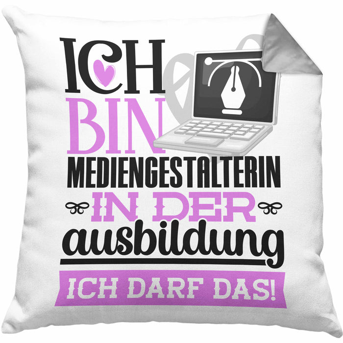 Mediengestalterin Ausbildung Start Geschenk Kissen mit Füllung 40x40 Ich Bin Mediengestalterin In Der Ausbildung Ich Darf Das Geschenkidee (Grau) Grau Trendation