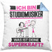 Studiomusiker Kissen mit Füllung 40x40 Geschenk für Studiomusiker Geburtstag Lustiger Spruch Was Ist Deine Superkraft (Grau) Blau Trendation