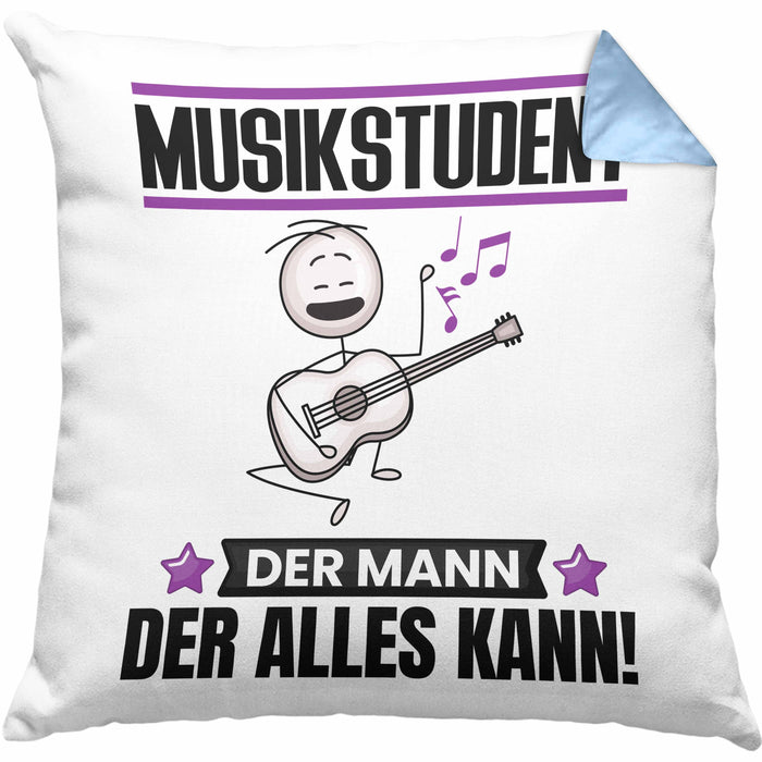 Musikstudent Kissen mit Füllung 40x40 Geschenk für Musikstudent Der Mann Der Alles Kann Geschenkidee zum Geburtstag (Grau) Blau Trendation