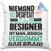 Designer Geschenk Kissen mit Füllung 40x40 Lustige Geschenkidee für Designer Geburtstag Niemand Ist Perfekt Aber Als Designer Ist Man Nah Dran (Grau) Blau Trendation