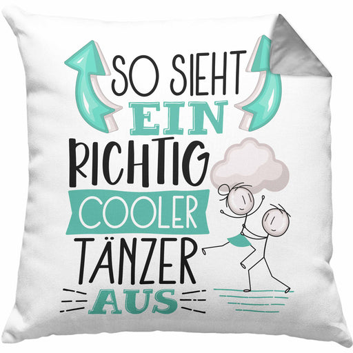 Tänzer Kissen mit Füllung 40x40 Geschenk So Sieht Ein RIchtig Cooler Tänzer Aus Geschenkidee Lustiger Spruch Geburtstag Tanzlehrer (Grau) Grau Trendation