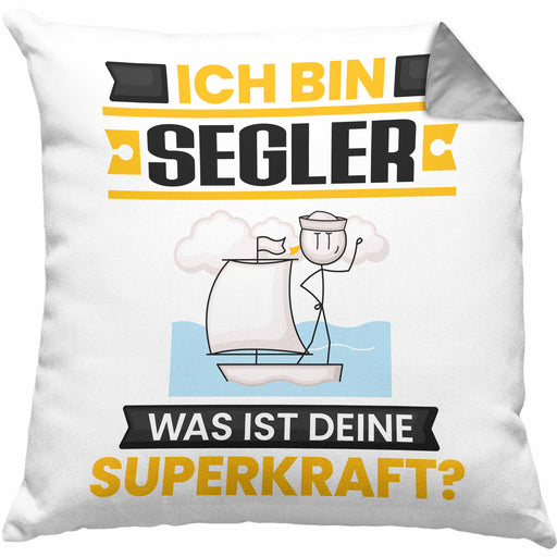 Segler Kissen mit Füllung 40x40 Geschenk für Segler Geburtstag Lustiger Spruch Was Ist Deine Superkraft (Grau) Grau Trendation