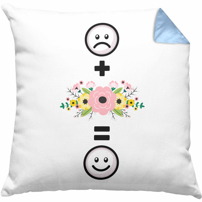 Floristin Kissen mit Füllung 40x40 Geschenk für Blumen Liebhaber Verkäuferin Lustige Geschenkidee :( + Blumen = :) Geburtstag (Grau) Blau Trendation