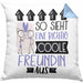 Freundin Geschenk Kissen mit Füllung 40x40 Lustig Geschenkidee für Freundin Geburtstag So Sieht Eine Richtig Coole Freundin Aus Frauen Spruch (Grau) Blau Trendation