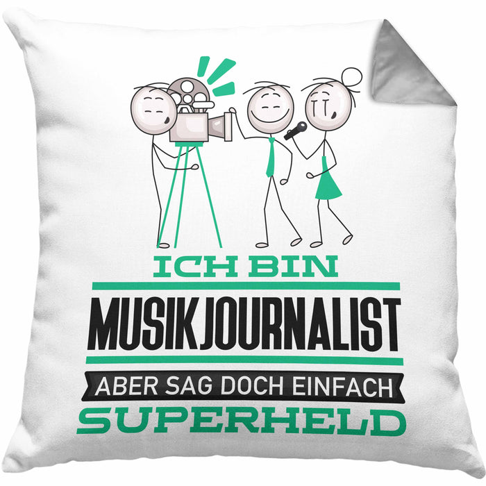 Musikjournalist Geschenk Kissen mit Füllung 40x40 Ich Bin Musikjournalist Aber Sag Doch Einfach Superheld Lustige Geschenkdiee für Musikjournalist (Grau) Grau Trendation