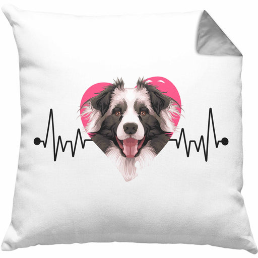 Border Collies Besitzer Kissen mit Füllung 40x40 Geschenk Lustiger Spruch Geschenkidee Herzschlag Border Collies (Grau) Grau Trendation