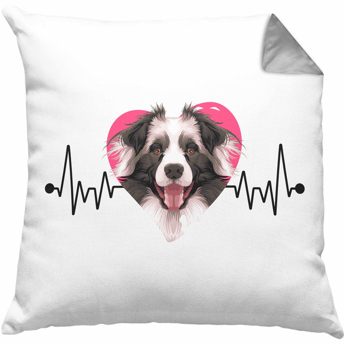 Border Collies Besitzer Kissen mit Füllung 40x40 Geschenk Lustiger Spruch Geschenkidee Herzschlag Border Collies (Grau) Grau Trendation