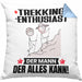 Trekking-Enthusiast Kissen mit Füllung 40x40 Geschenk für Trekking-Enthusiast Der Mann Der Alles Kann Geschenkidee zum Geburtstag (Grau) Blau Trendation