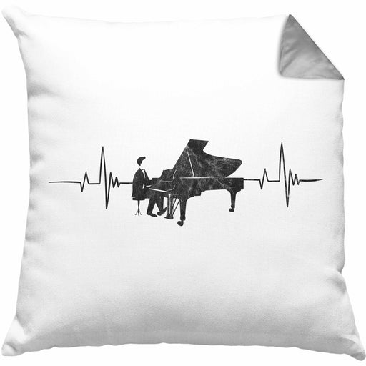 Kissen mit Füllung 40x40 Piano Geschenkidee für Klavierspieler Flügel-Motiv Herzschlag (Grau) Grau Trendation