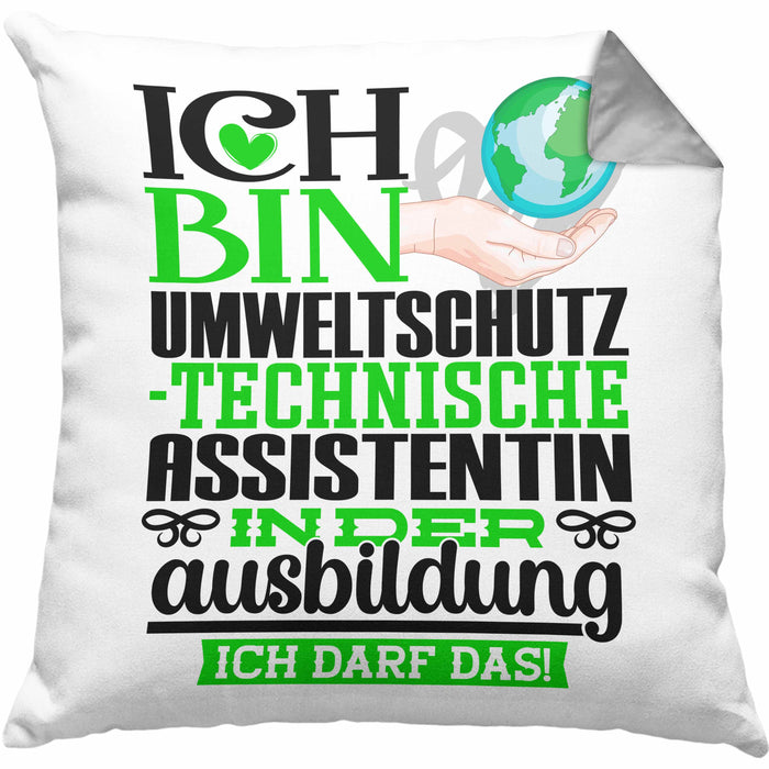 Umweltschutztechnische Assistentin Ausbildung Start Geschenk Kissen mit Füllung 40x40 Ich Bin Umweltschutztechnische Assistentin In Der Ausbildung Ich Darf Das Geschenkidee (Grau) Grau Trendation