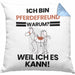 Pferdefreund Geschenk Kissen mit Füllung 40x40 Lustiger Spruch Ich Bin Pferdefreund Warum Weil Ich Es Kann Geschenkidee Bester Pferdefreund Geburtstag (Grau) Blau Trendation