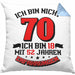 Kissen mit Füllung 40x40 70. Geburtstag Geschenkidee für Männer Frauen Spruch 70 Jahre 18 mit 52 Jahre Erfahrungen (Grau) Blau Trendation