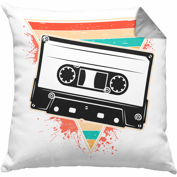 Nostalgie Kassette Geschenk Alte Straße 80er 90er Jahre GeschenkKissen mit Füllung 40x40 (Grau) Grau Trendation