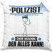 Polizist Kissen mit Füllung 40x40 Geschenk für Polizist Der Mann Der Alles Kann Geschenkidee zum Geburtstag (Grau) Blau Trendation