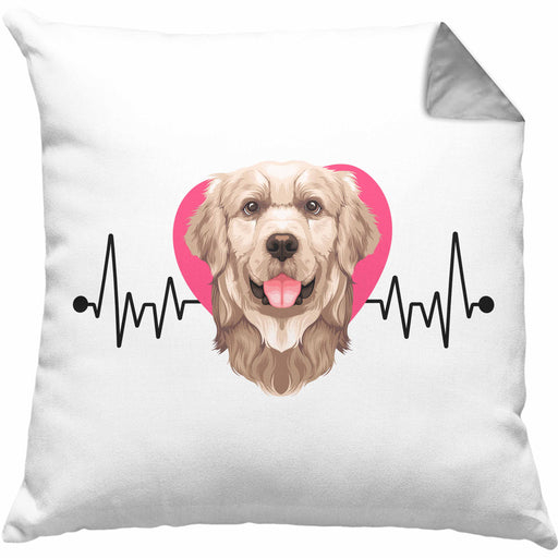 Golden Retriever Besitzer Kissen mit Füllung 40x40 Geschenk Lustiger Spruch Geschenkidee Herzschlag Golden Retriever (Grau) Grau Trendation