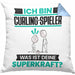 Curling-Spieler Kissen mit Füllung 40x40 Geschenk für Curling-Spieler Geburtstag Lustiger Spruch Was Ist Deine Superkraft (Grau) Blau Trendation