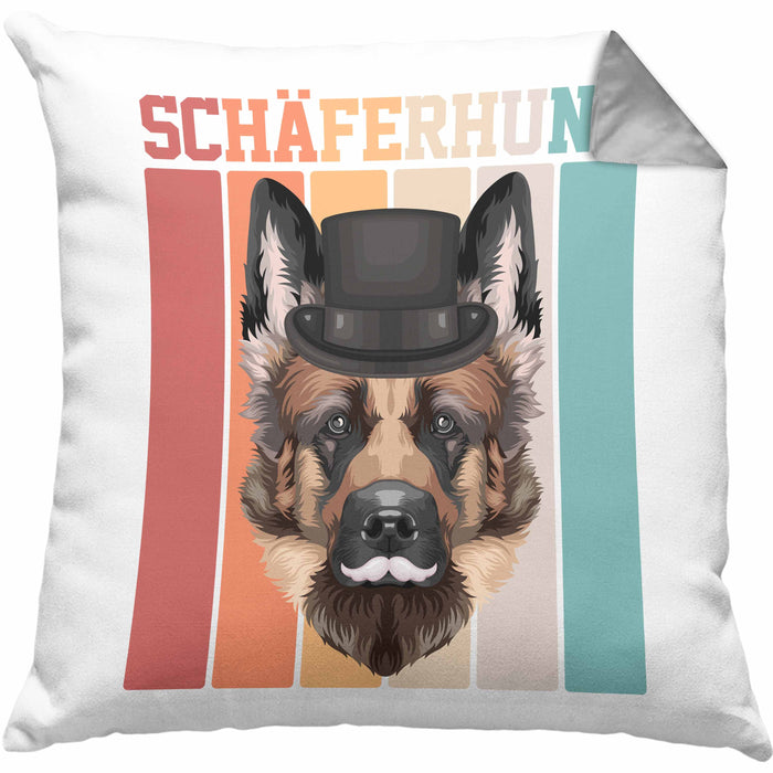 Schäferhund Besitzer Kissen mit Füllung 40x40 Geschenk Lustiger Spruch Geschenkidee Retro Vinatge Schäferhund (Grau) Grau Trendation