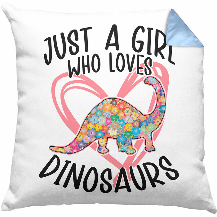 Just A Girl Who Loves Dinosaurs Kissen mit Füllung 40x40 Geschenk Mädchen Dinos Geschenkidee (Grau) Blau Trendation
