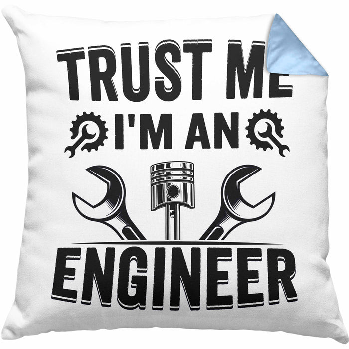 Trust Me I'm An Engineer Ingenieur Kissen mit Füllung 40x40 Geschenk Geschenkidee Sprüche Ingenieurswesen Geschenkidee Spruch (Grau) Blau Trendation