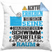 Schwimmsportler Geschenk Kissen mit Füllung 40x40 Lustiger Spruch Erheben Sie Sich Der Schwimmsportler Betritt den Raum (Grau) Blau Trendation