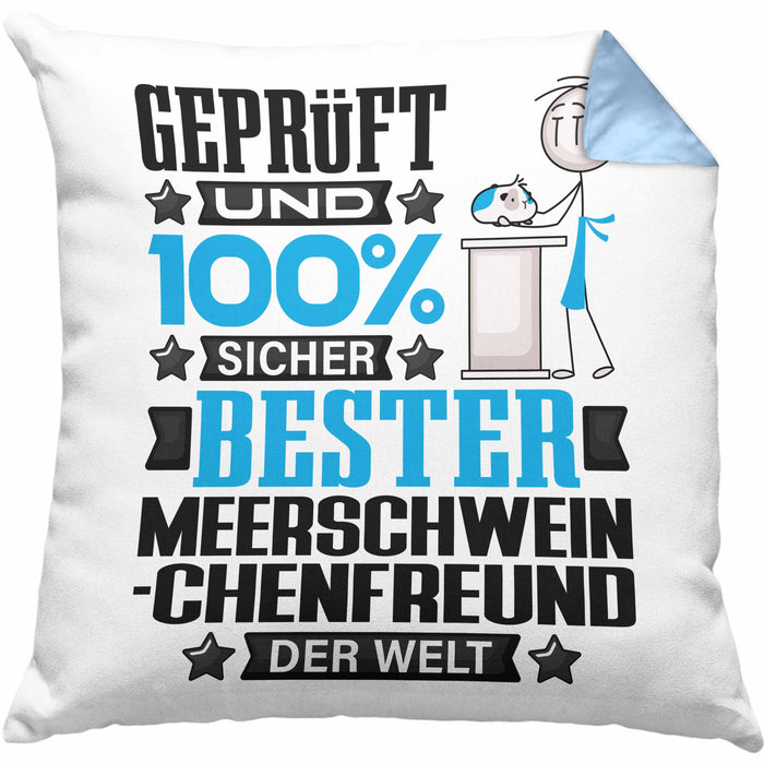 Meerschweinchenfreund Geschenk Lustiger Spruch für Meerschweinchenfreund Geschenkidee Bester Meerschweinchenfreund Der WeltKissen mit Füllung 40x40 (Grau) Blau Trendation